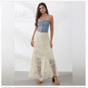 Crochet knit maxi skirt NWT boho
